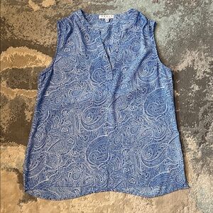Chaus Blue Paisley V-Neck Blouse